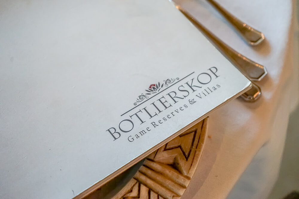 Botlierskop Game Reserve & Villas - Speisenkarte