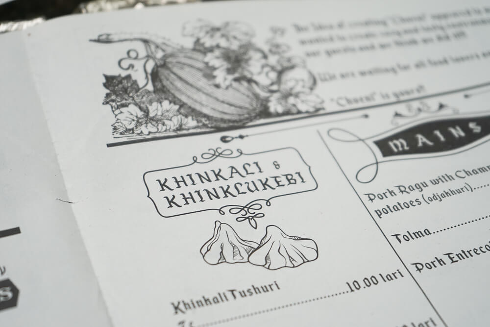 Chveni Restaurant Tiflis - Speisenkarte