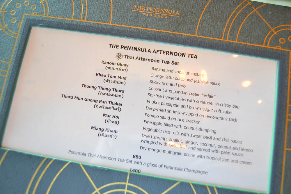 The Peninsula Bangkok - Afternoon Tea Karte
