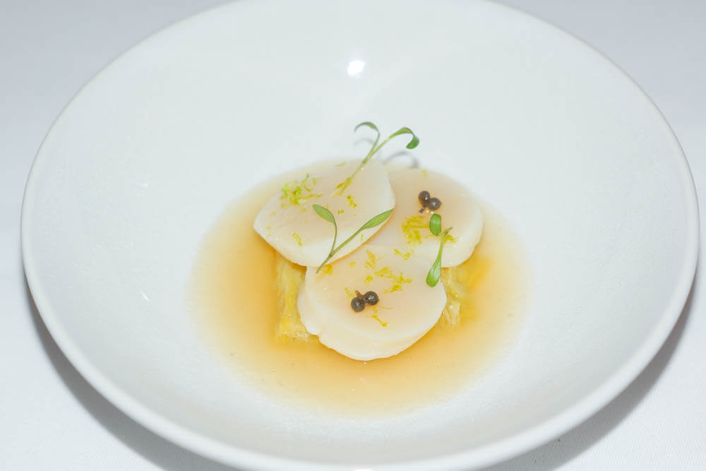 Mingles Restaurant - Kohl, fermentierter Pfeffer, Jakobsmuscheln