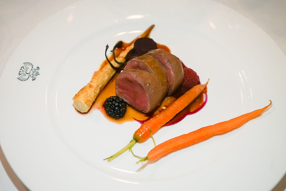 Cristina Bowerman, St. Moritz Gourmet Festival - Saddle of Deer, wild berries, beetroot, Roots, Chocolate sauce