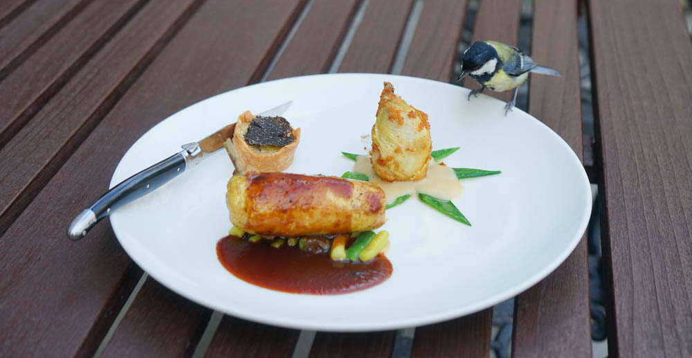 Restaurant Florhof, Zürich - Duo vom Mistkratzerl, Entenleber, Kartoffeltarte mit Australischem Trüffel, Bohnengemüse 3